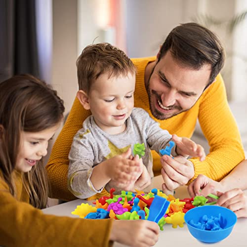 Counting Dinosaur Toys Matching Games with Sorting Bowls Preschool Learning Activities for Math Color Sorting Educational Sensory Montessori STEM Toy Sets for Kids Aged 3+ Years Old Boys Girls