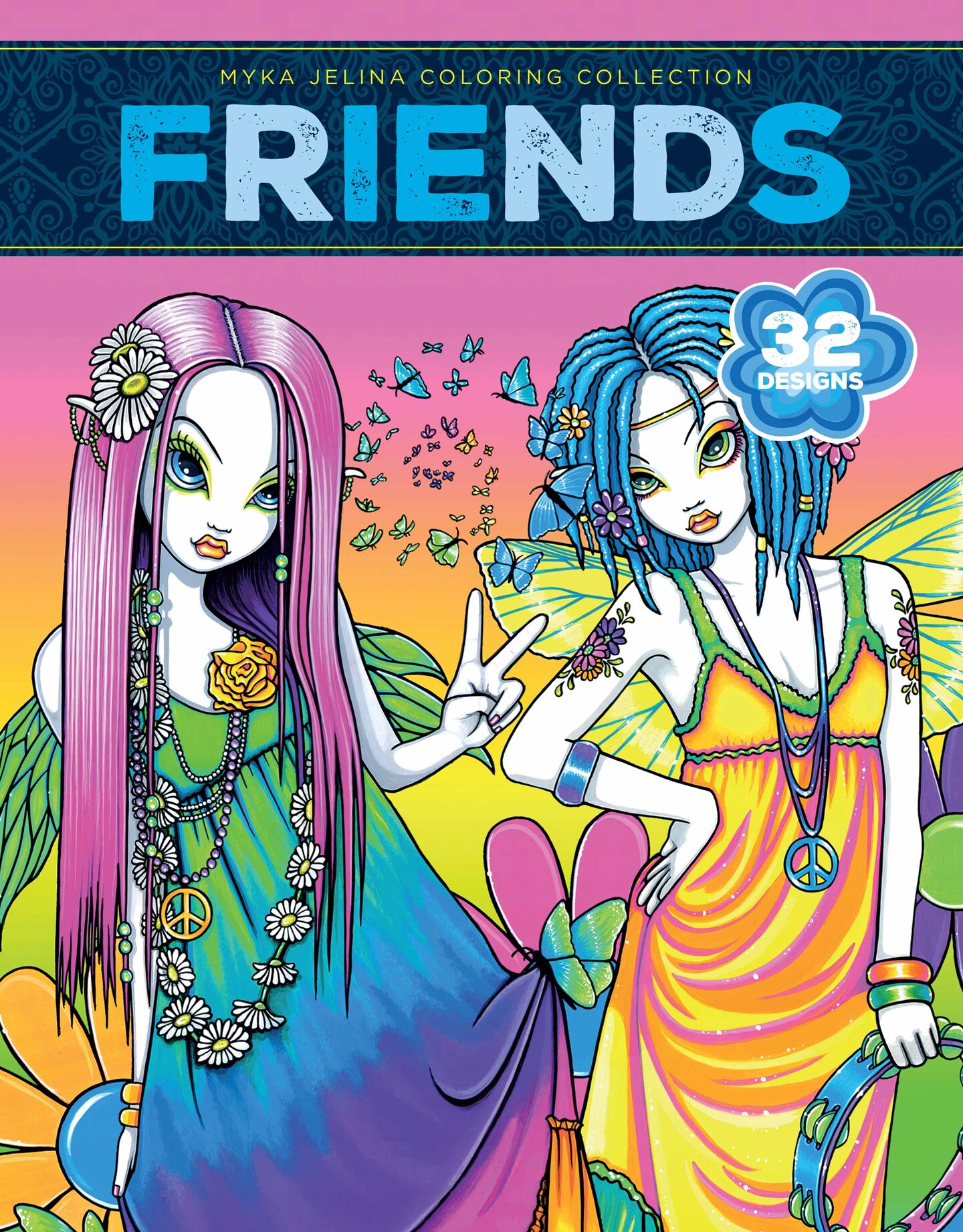 Leisure Arts Myka Jelina Friends 32 Designs Coloring Book