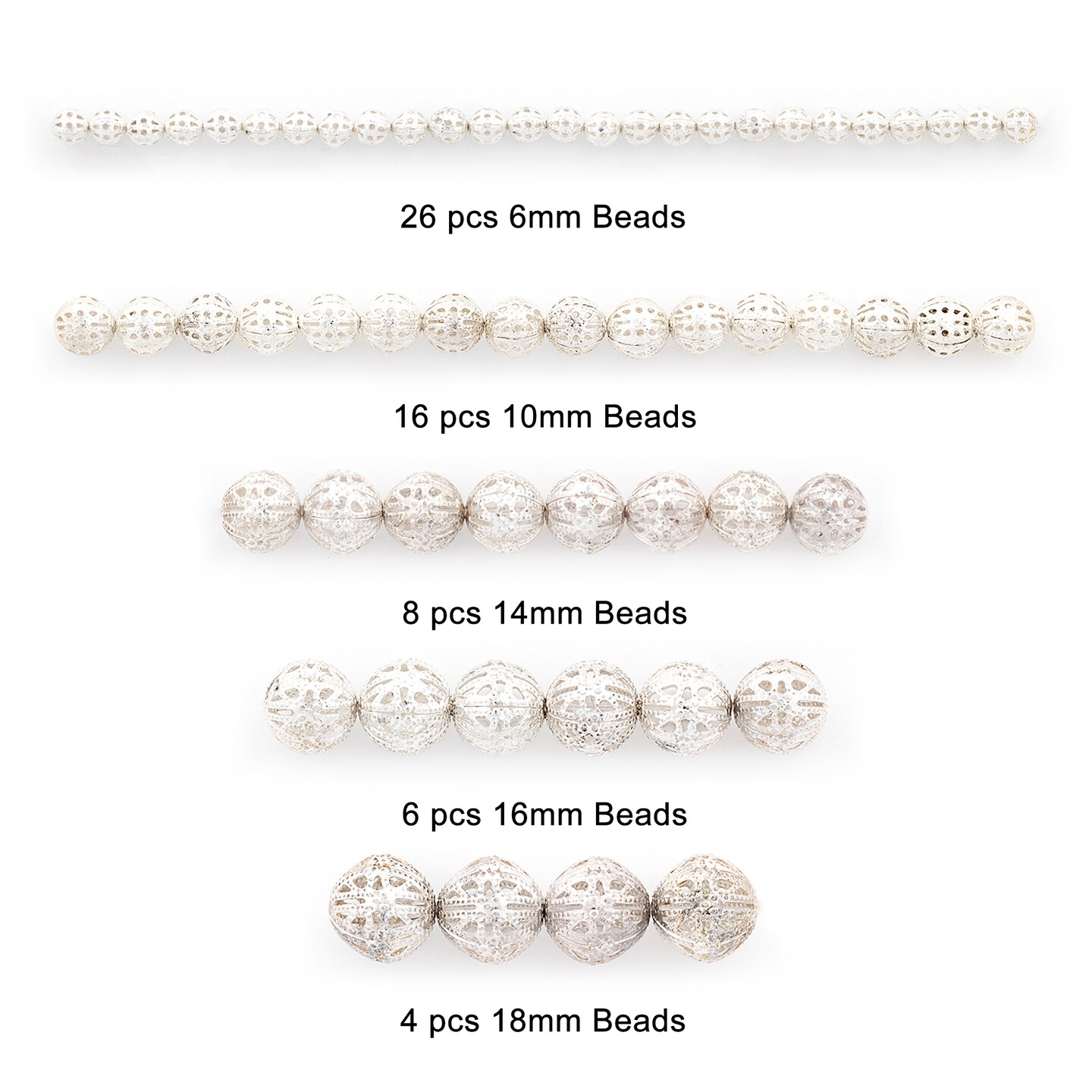 Madison Filigree Metal Round Beads Collection Value Pack