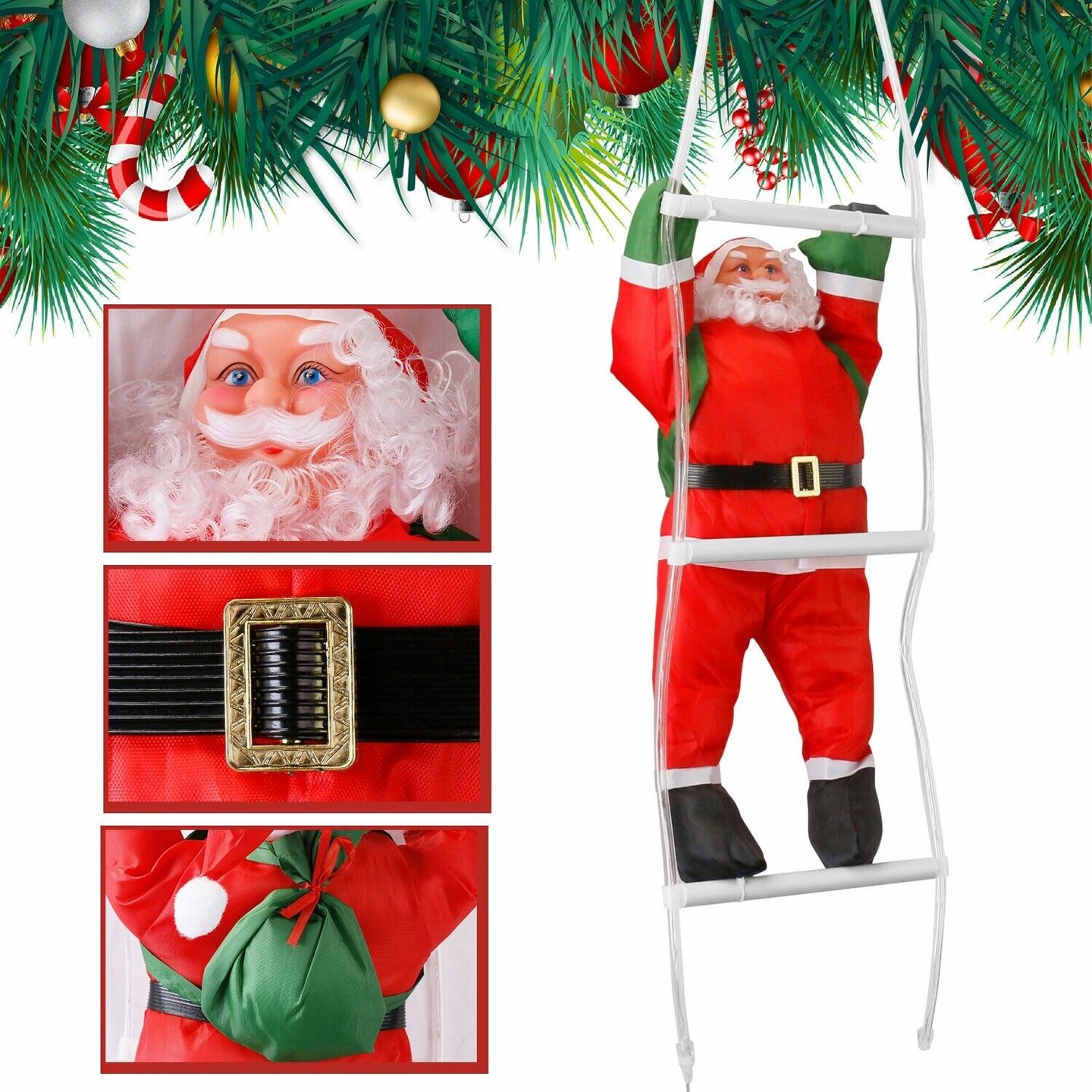 LED Santa Claus Climbing Ladder USB Light Christmas Tree Decoration