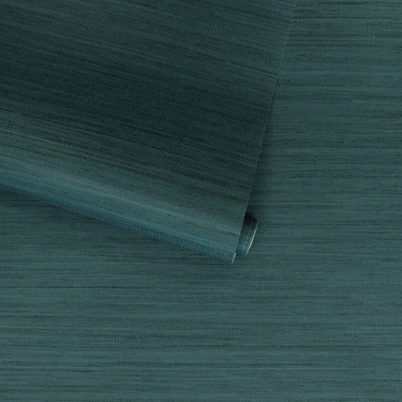 Tempaper Faux Horizontal Grasscloth Textured Peel and Stick Wallpaper Teal