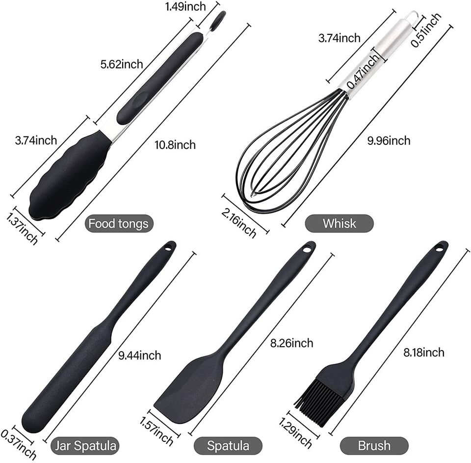Silicone Cooking Utensils Set Heat Resistant Non stick Baking Kitchen.
