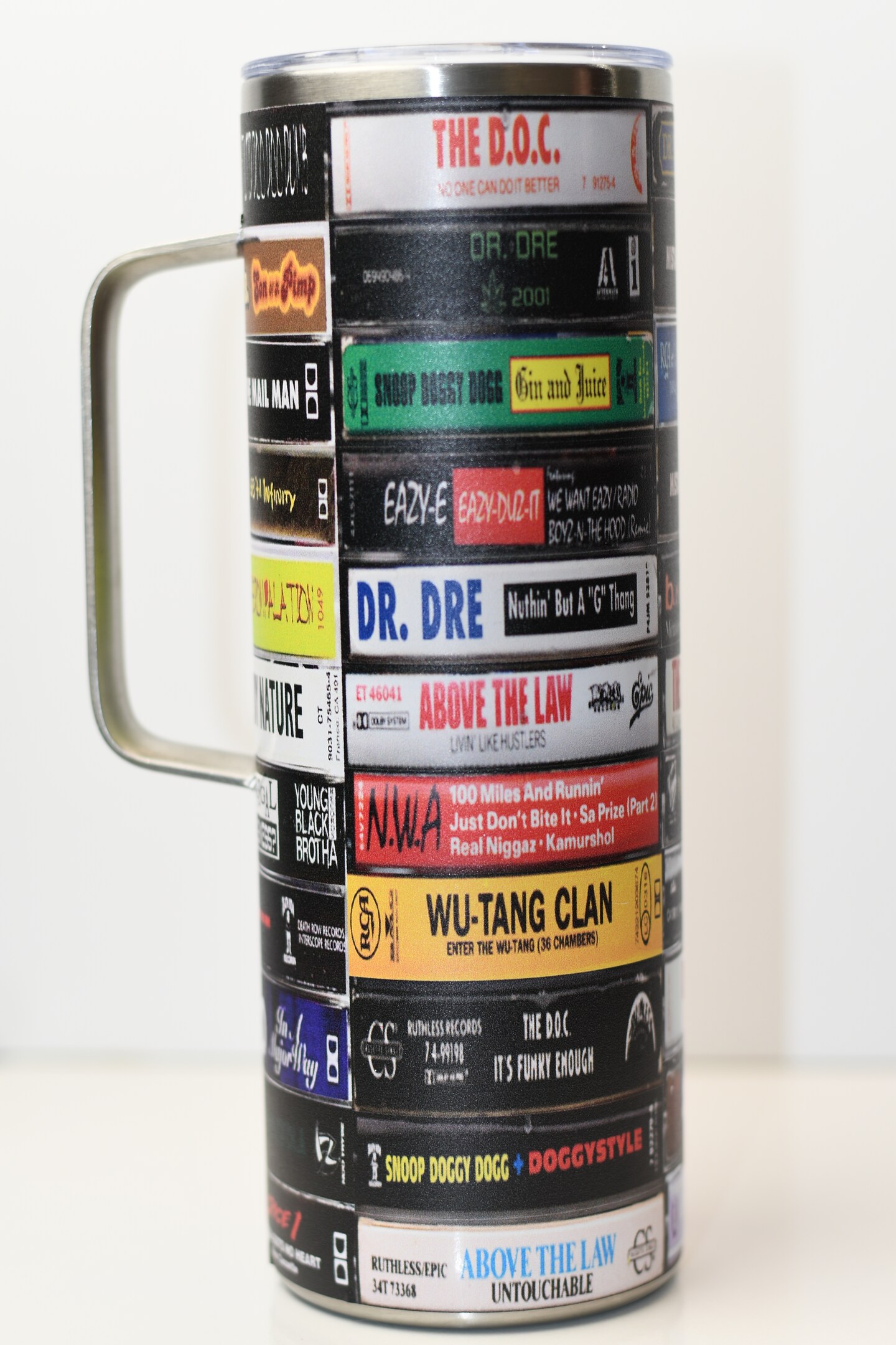 Old School Cool Stainless Steel Cup With Handle Wrapped In 90 s Rap 