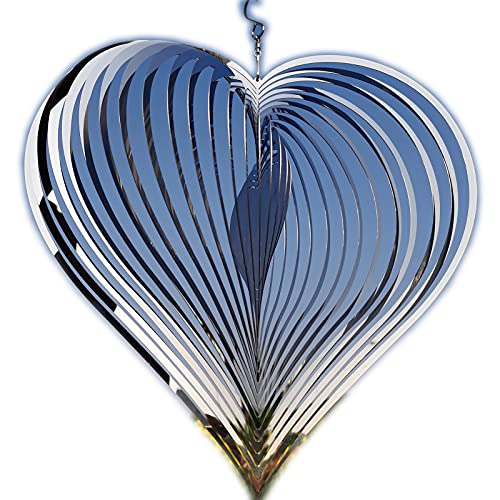 1 Pack Wind Spinner Outdoor Metal Decorations,Silver Heart Wind Spinners for Yard and Garden,Stainless Steel Wind Chimes for Outside Decor,Birthday Gifts for Mom,Mother&#x27;s Day,Aunt Gifts