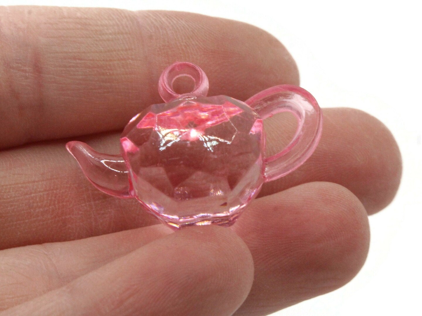 6 32mm Baby Pink Miniature Teapot Plastic Charms