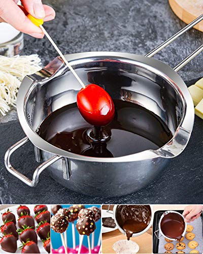 (18/8 Steel, 2 Cup Capacity, 480ML) Stainless Steel Double Boiler Pot for Melting Chocolate, Candy and Candle Making