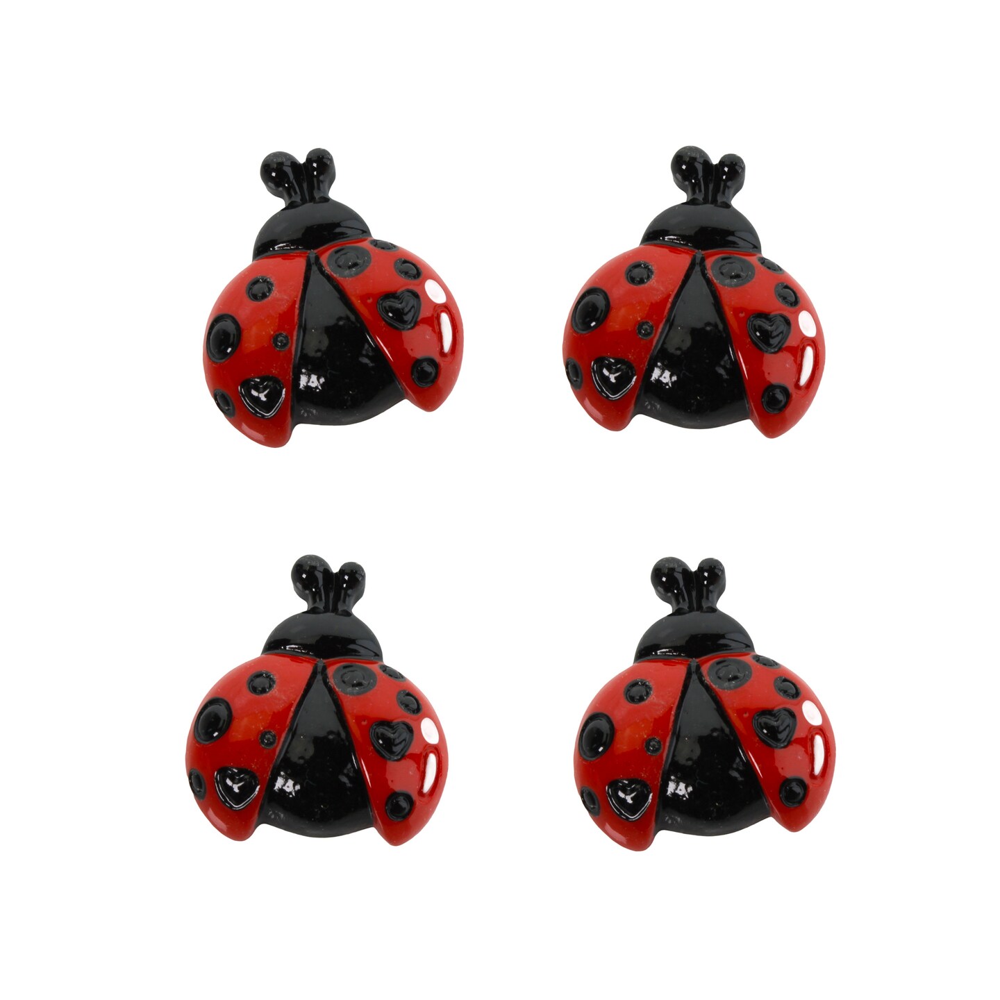 Red/Black Ladybug Flatback Craft Embellishments (4 pcs)