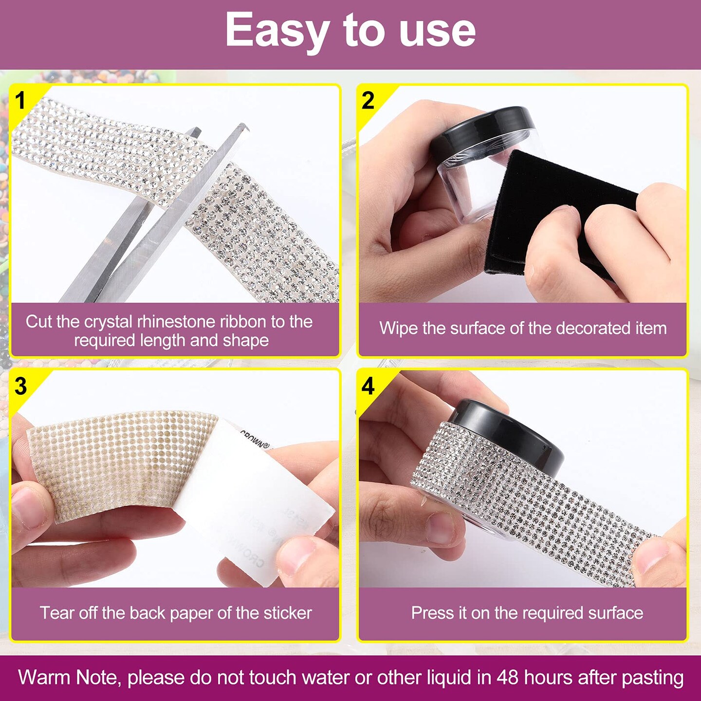 6 Rolls Self Adhesive Crystal Rhinestone Ribbon Diamond Bling Ribbons Wrap 6 Yards Mesh Glittering Sticker Roll for Arts Crafts Wedding Birthday DIY Event Car Phone Decoration (Silver)