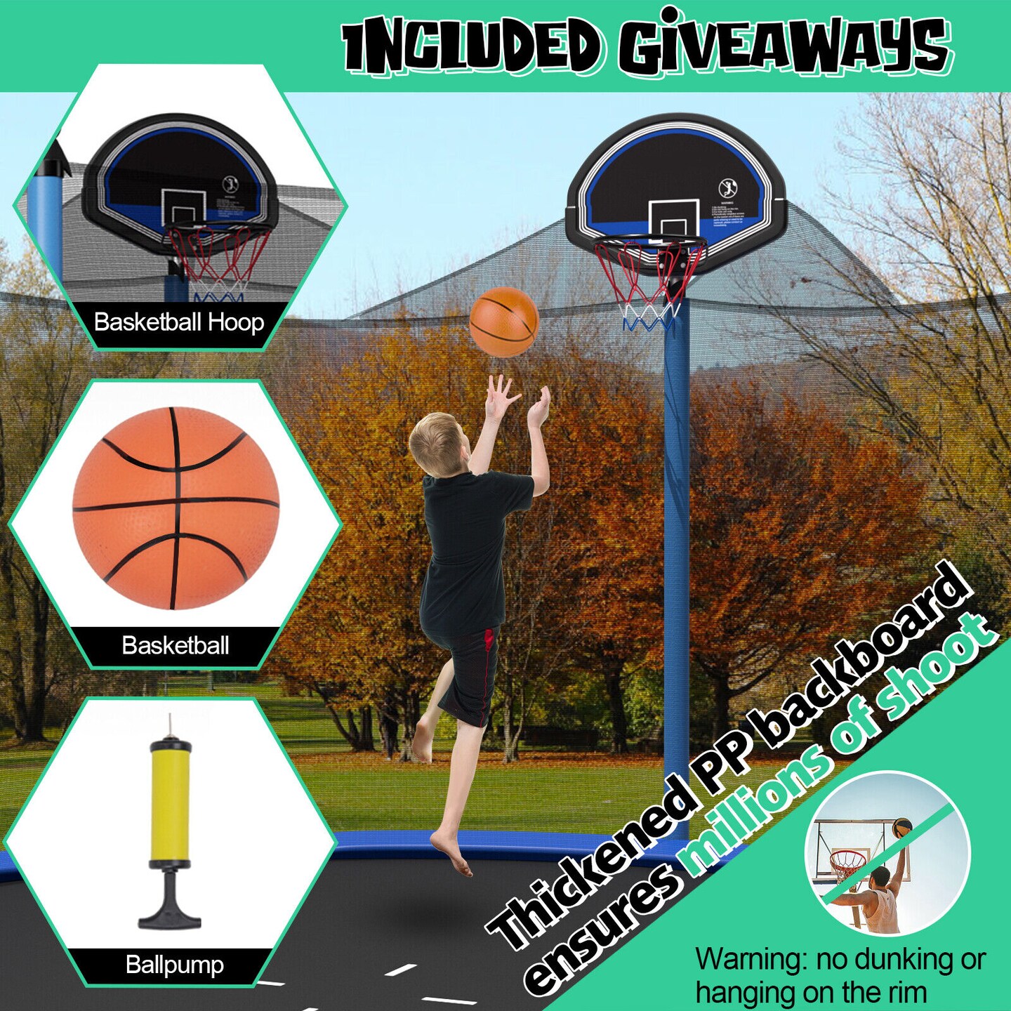 Outdoor Recreational Trampoline with Ladder and Enclosure Net