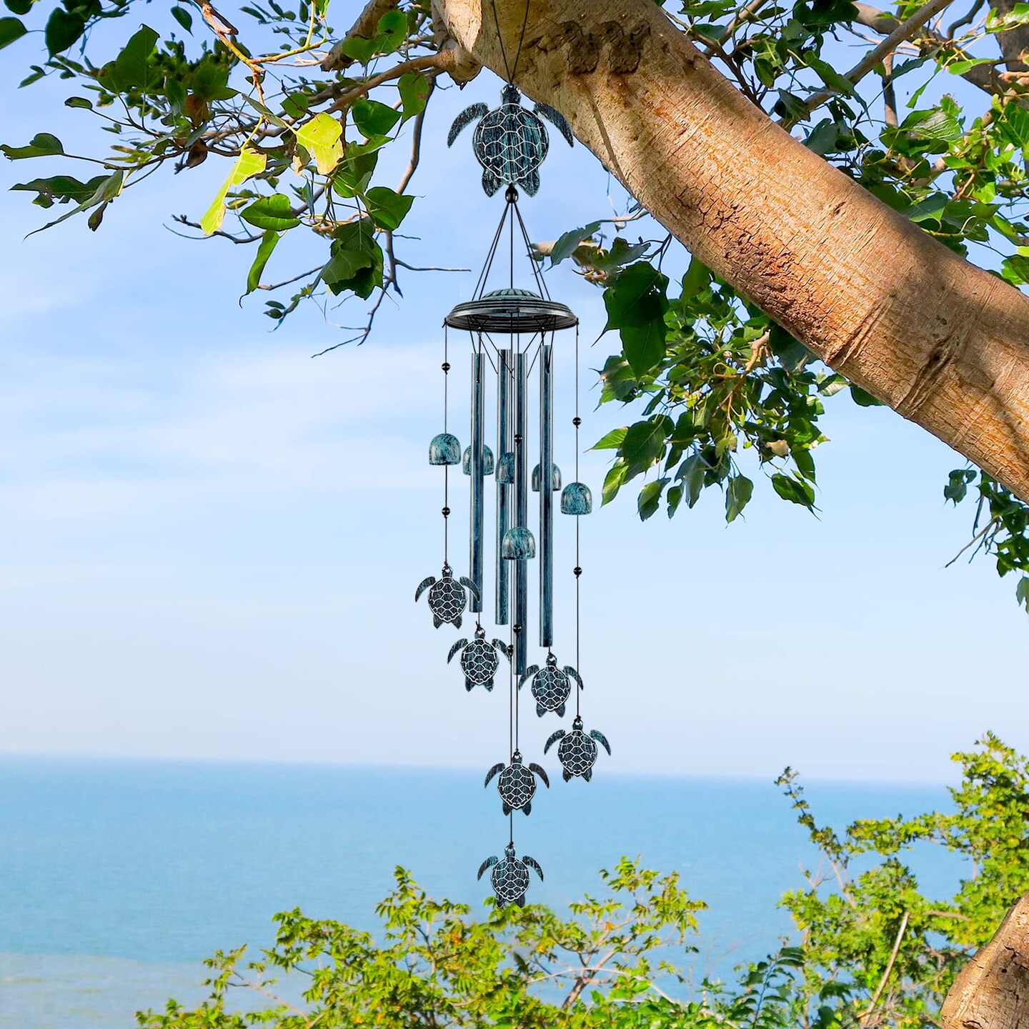1 Pack Wind Chimes Sea Turtle Wind Chime for Outside with 4 Aluminum Tubes, Windchimes Outdoors Clearance Home Garden Patio Decor Memorial Wind Chimes for Mom Grandma Unique Birthday Festival Gifts