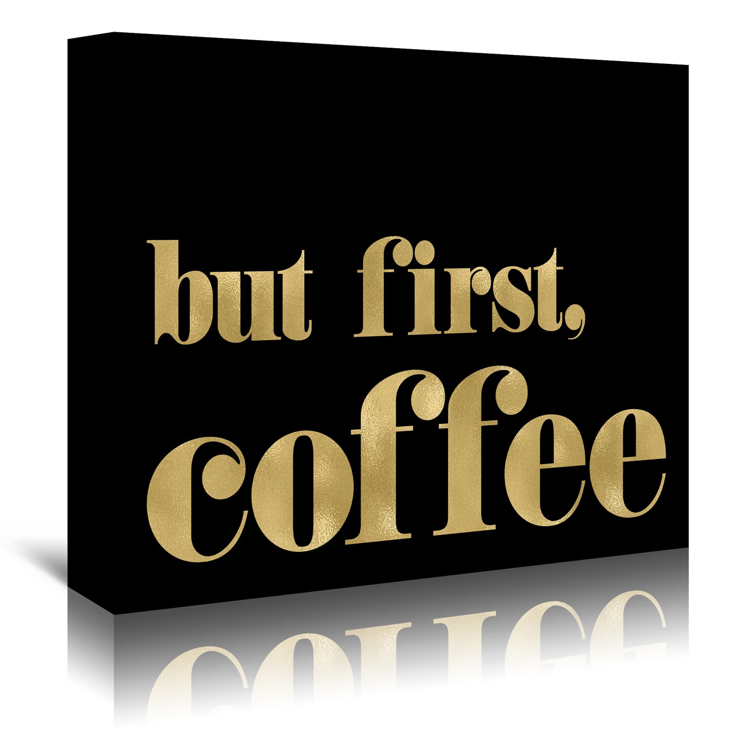 But First Coffee Gold On Black by Amy Brinkman  Gallery Wrapped Canvas - Americanflat