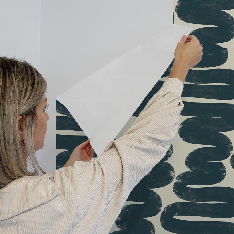 Tempaper Wiggle Room by Bobby Berk Peel and Stick Wallpaper Blue/Cream