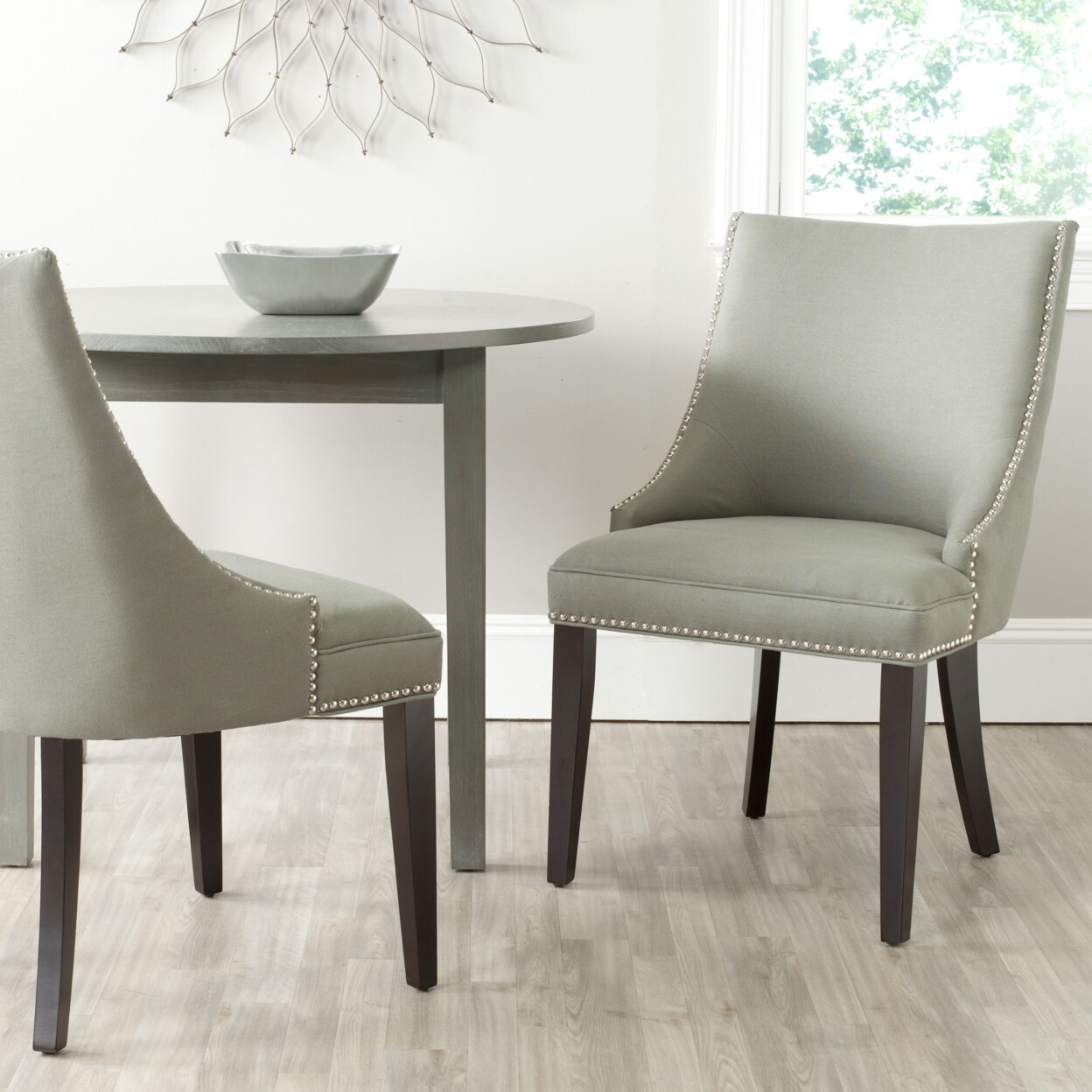 Safavieh   Afton 20&#x27;&#x27;H Side Chair Set of 2 Silver Nail Head Granite