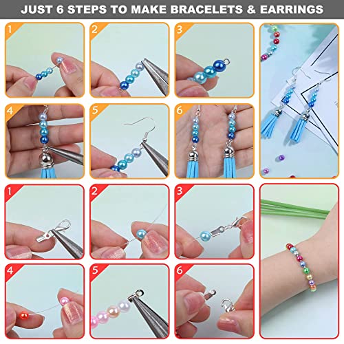 1960 PIECES Pearl Beads, 6mm 28 Colors Multicolor Loose Beads for Crafts with Holes for Jewelry Making, Small Filler Beads for Crafting Bracelet Necklace Earrings
