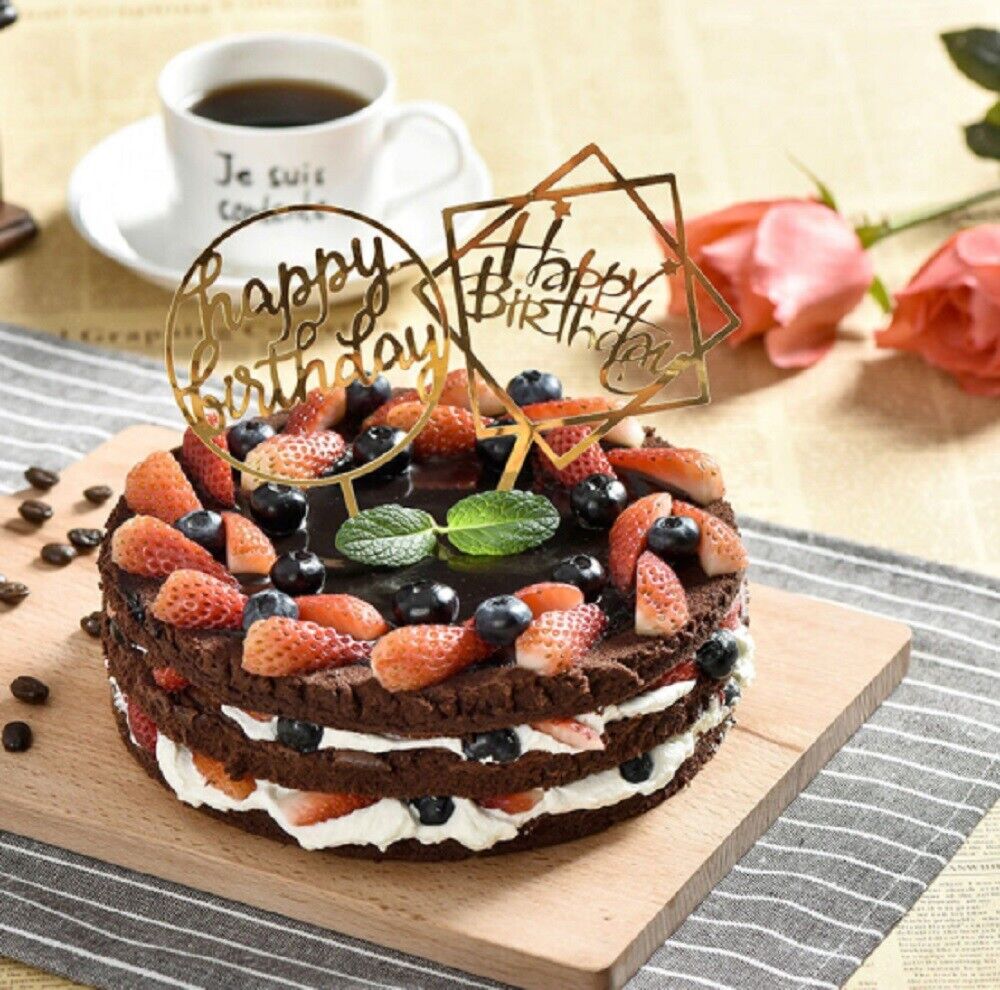 Kitcheniva Glitter Paper Happy Birthday Cake Topper 12 Pcs