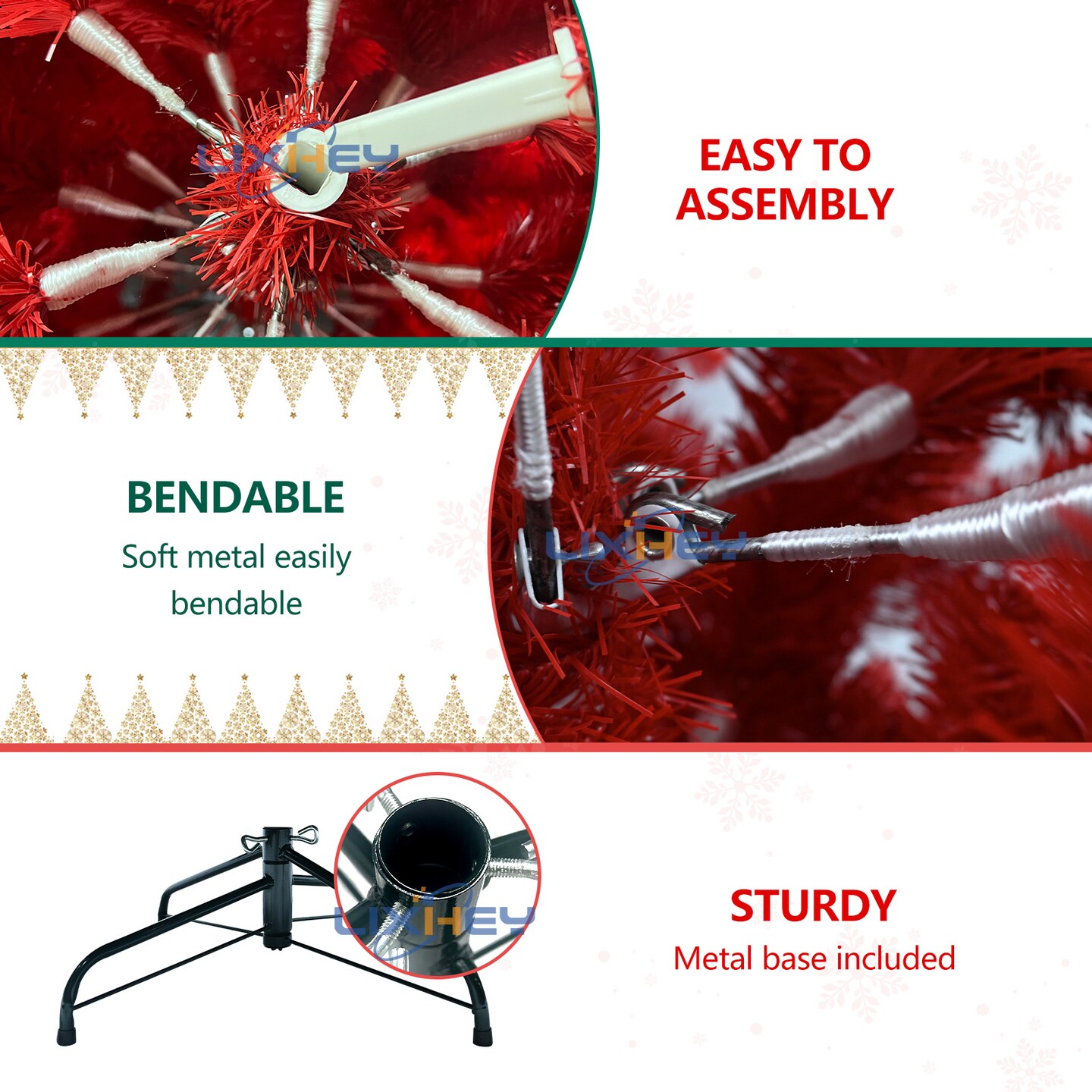 4FT PVC Christmas Automatic Tree Environmentally Friendly Fireproof Artificial Christmas Red Tree
