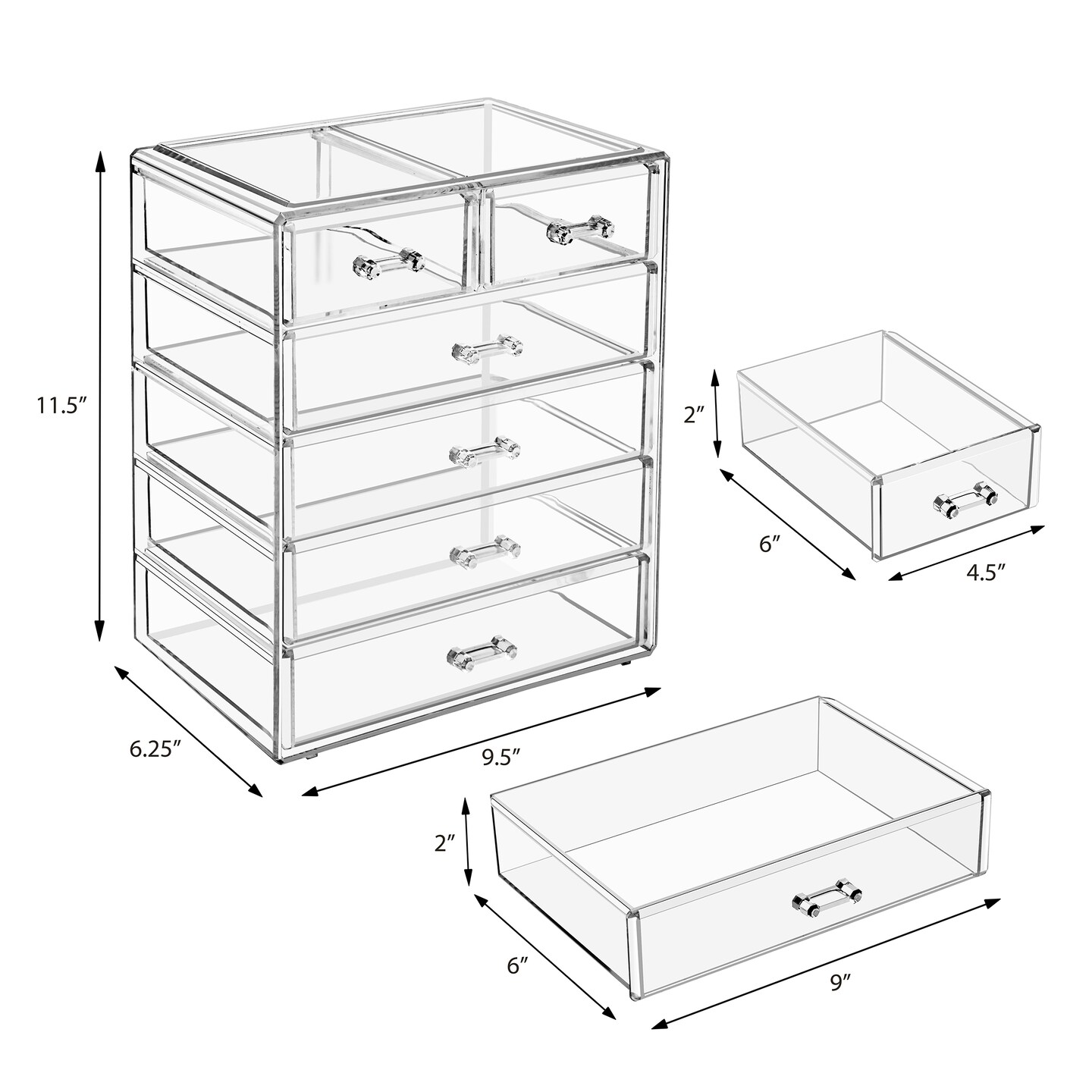 Sorbus Acrylic Makeup &#x26; Jewelry Organizer Storage Case- (4 Large, 2 Small Drawers)