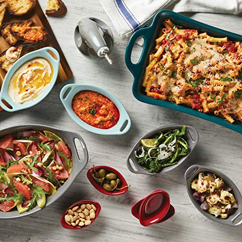 2 Piece Solid Glaze Ceramics Au Gratin Bakeware / Baker Set, Oval , Teal