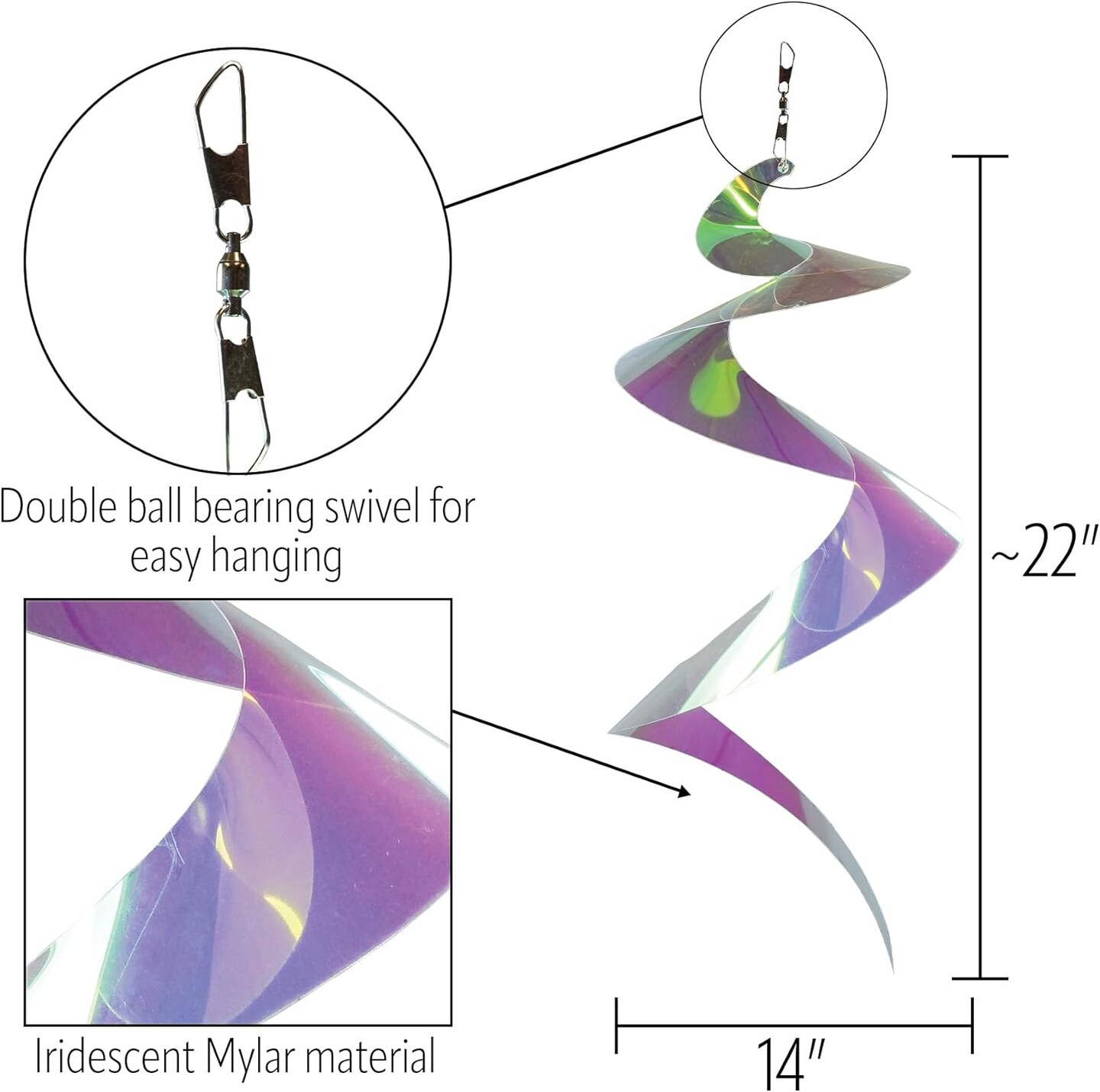 30-inch Iridescent Twister Tail