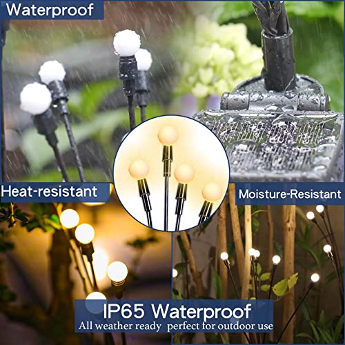 2 Pack Solar Garden Lights - New Upgraded Solar Swaying Light, Sway by Wind, Solar Outdoor Lights, Yard Patio Pathway Decoration, High Flexibility Iron Wire & Heavy Bulb Base, Warm White