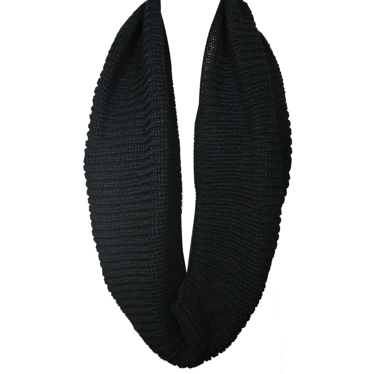 Wrapables Thick Knitted Winter Warm Infinity Scarf, Black