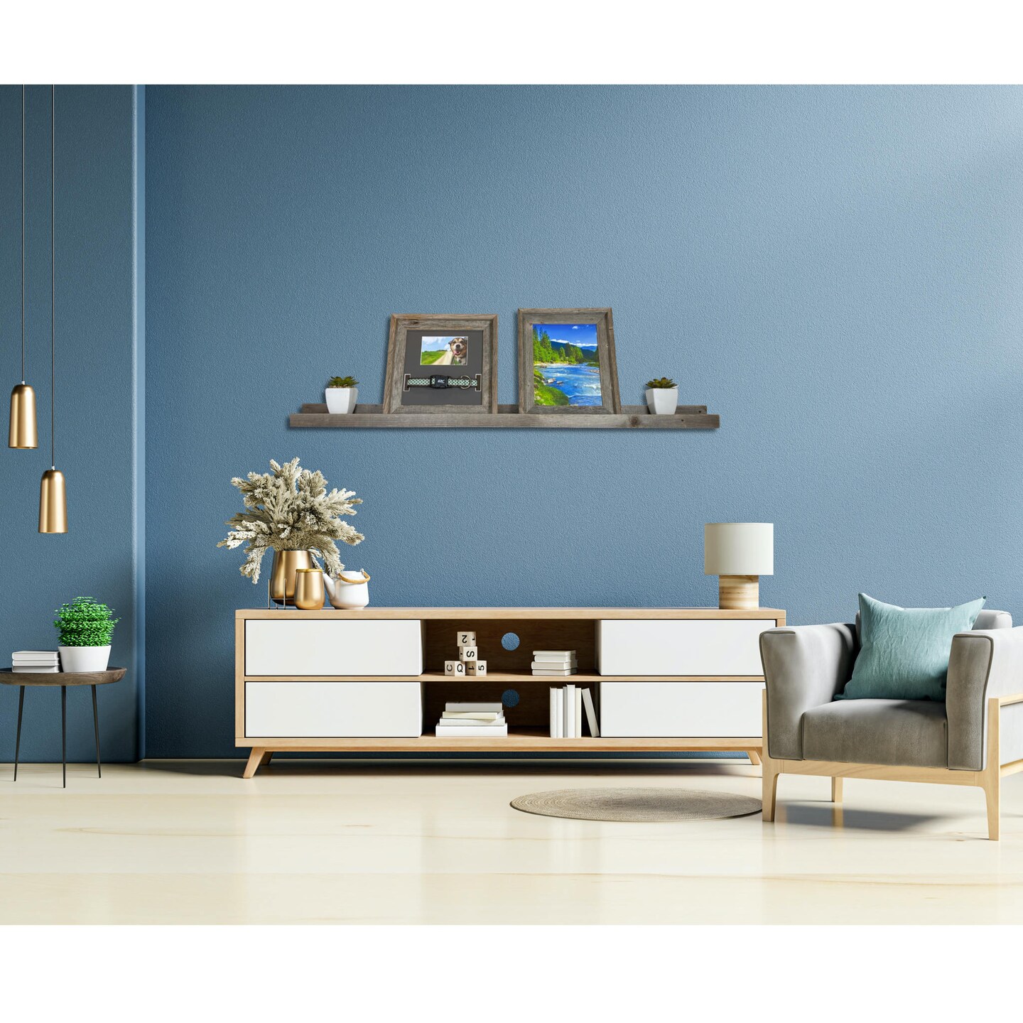 Rustic Farmhouse Long Floating Reclaimed Wood Shelf with Narrow Ledge for Decor Display & Storage