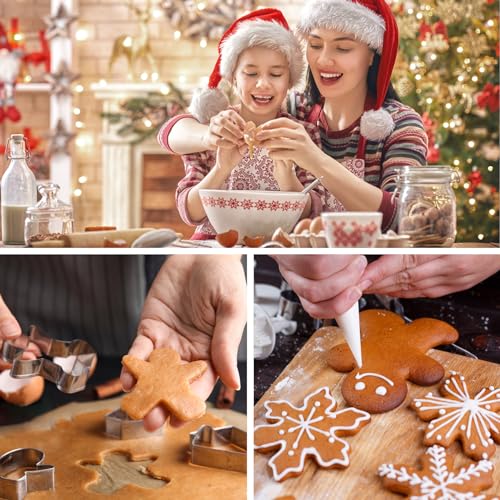 20 Pieces Christmas Cookie Cutters, Hibery Holiday Cookie Cutters Christmas, Reindeer, Snowflake, Christmas Tree, Gingerbread Man, Santa, Bell &#x26; More Cookie Cutters Christmas Shapes