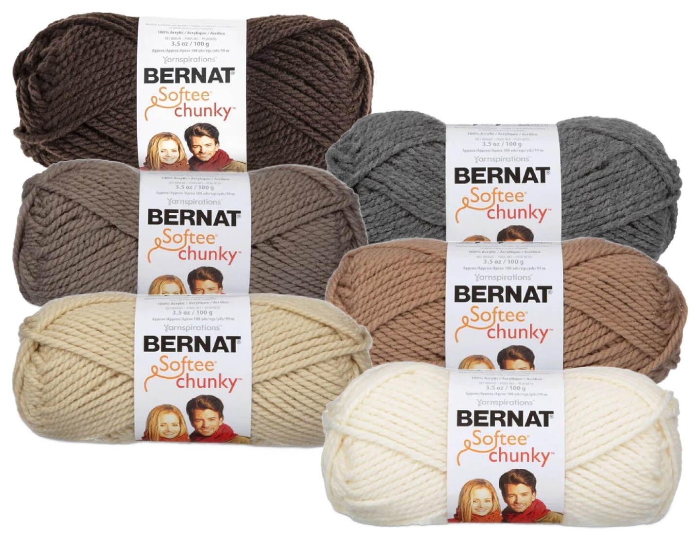 Bernat Softee Chunky Yarn - Color Assortment (Earth Tones)