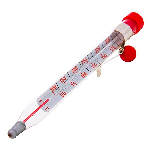 Precision Classic Candy/Deep Fry/Confection Glass Thermometer, Red/Clear