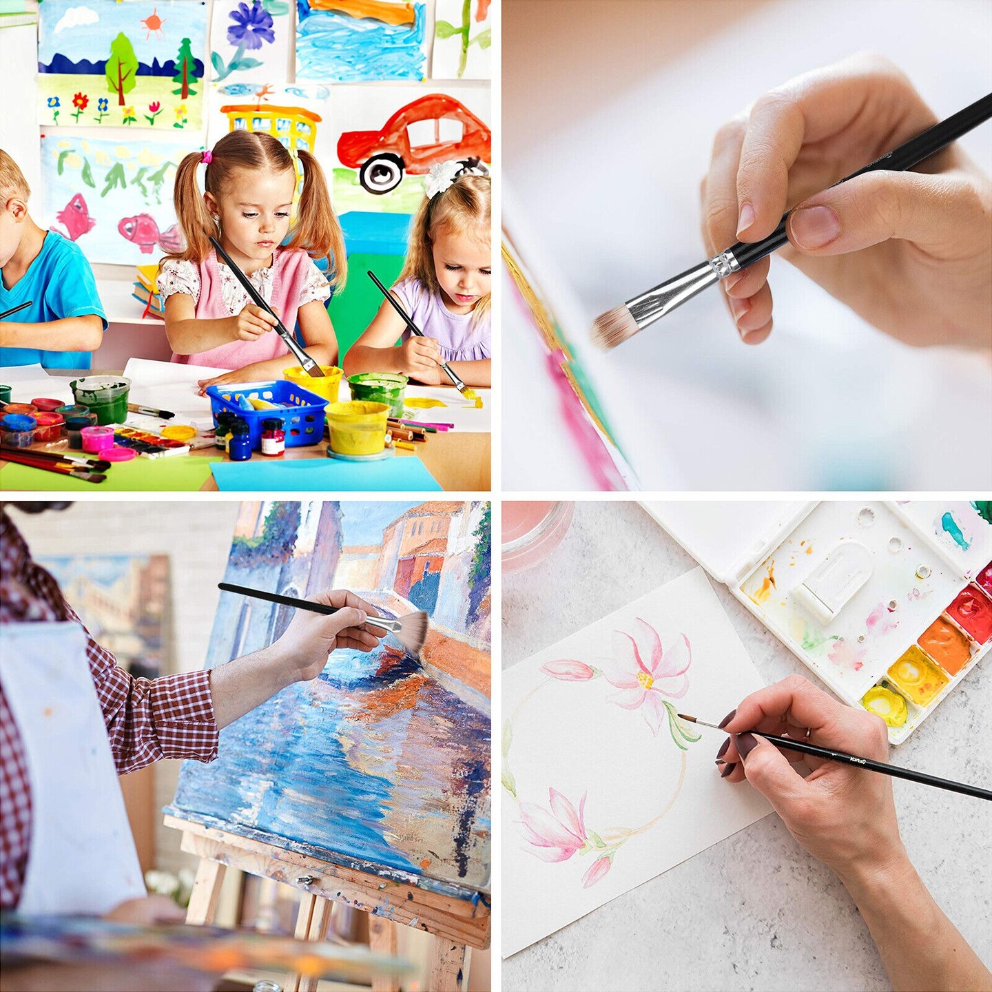 16Pcs Artist Paint Brushes Set for Acrylic, Oil, Watercolor, and Craft Painting