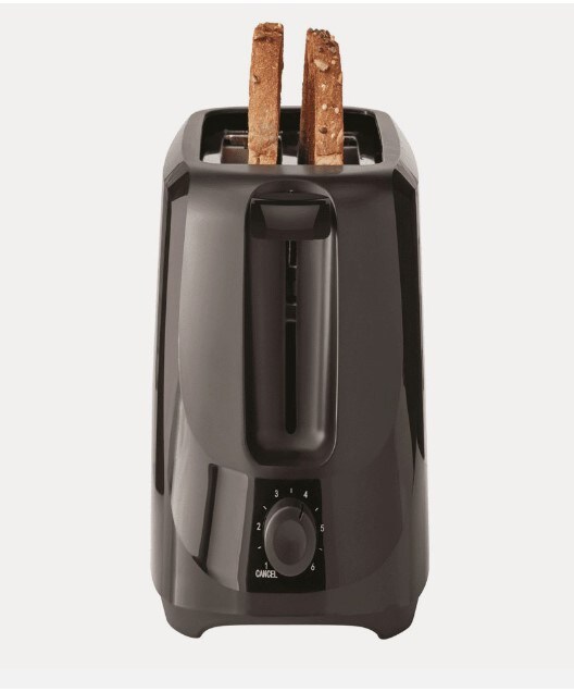 New Black 2-Slice Toaster with 6 Shade Settings and Removable Crumb Tray