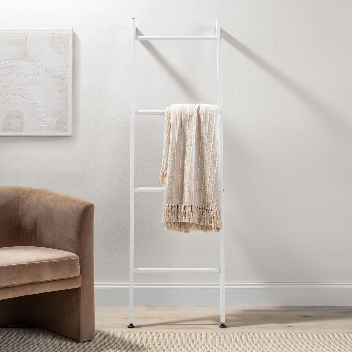 mDesign Metal Blanket &#x26; Towel Wall Ladder Rack for Bedroom/Bathroom