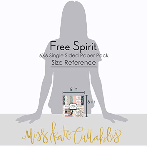 64 Sheets Pattern Paper Pack - Free Spirit - Card Making Scrapbook Specialty Paper Single-Sided 6&#x22;x6&#x22; Collection Includes  - by Miss Kate Cuttables