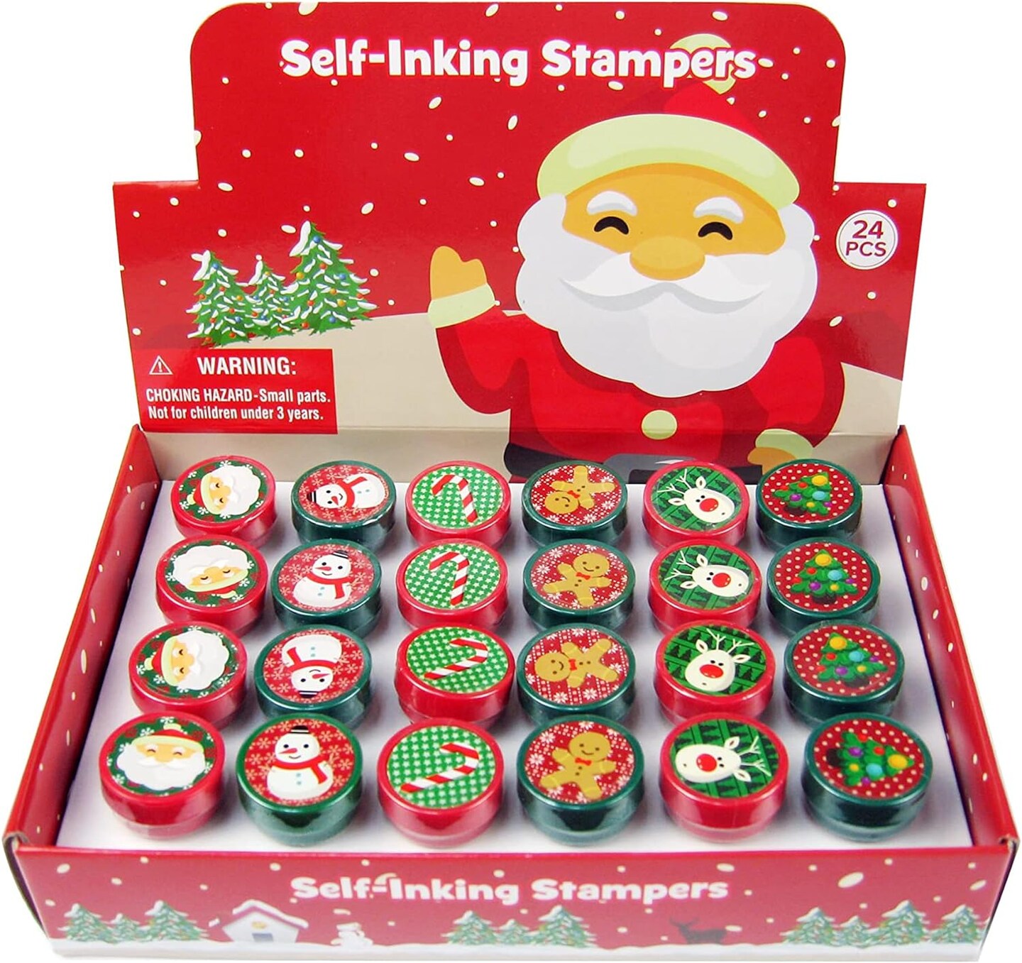 Tiny Mills 24 Pcs Christmas Holidays Stampers for Kids Party Favors, Christmas Stocking Stuffers