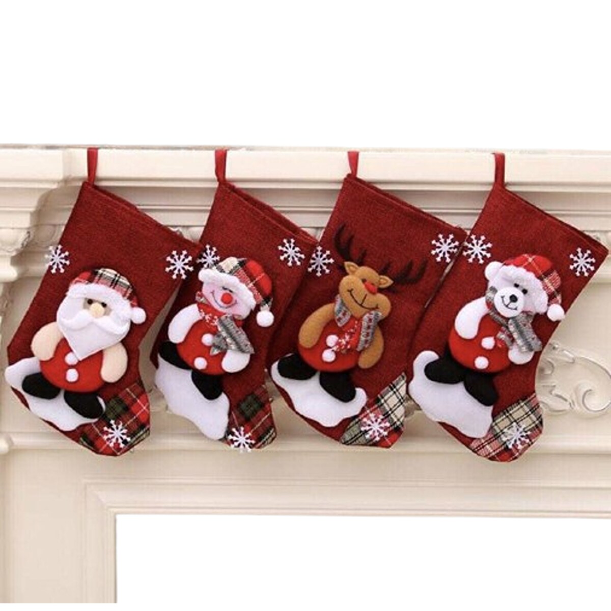 Thick Christmas Stocking Santa Candy Gift Bag 4 pcs