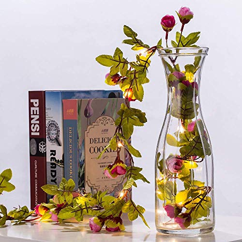 20 LED Rose Flower String Lights 7.2ft Artificial Flower Garland with Fairy Lights Rose Vine Lights for Valentines Day Garden Party Wedding Table Decor Thanksgiving Christmas Decor Lights