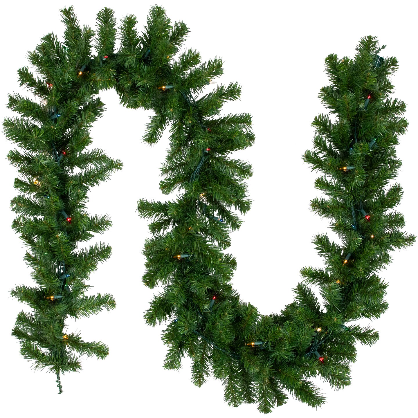 Northlight Pre-Lit Oak Creek Pine Artificial Christmas Garland - 9' x 10" - Multi Lights