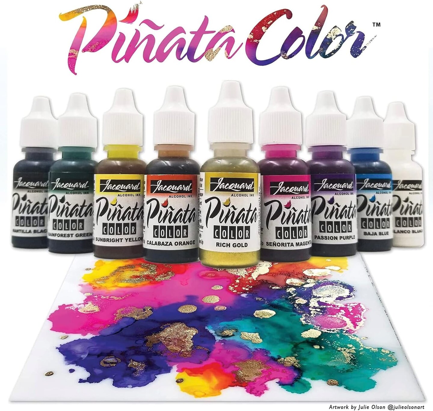 Pinata Brass Alcohol Ink 4-Ounce, Pixiss 20ml Needle Tip Applicator Bottle and Funnel, Bundle for Yupo and Resin
