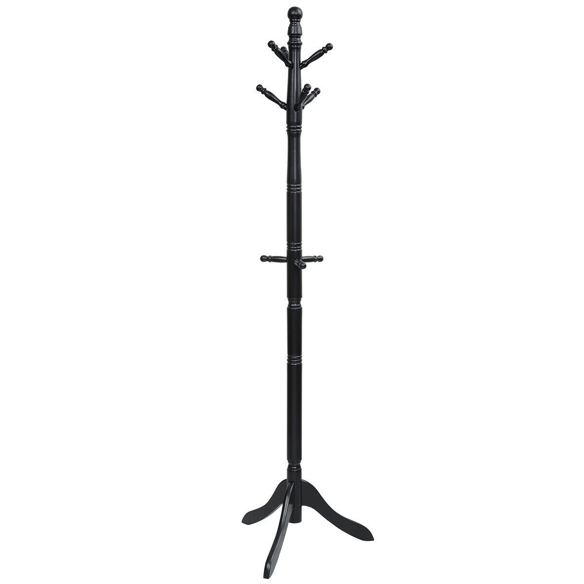 Adjustable Height Free Standing Wooden Coat Rack Tree Perfect for Any Room
