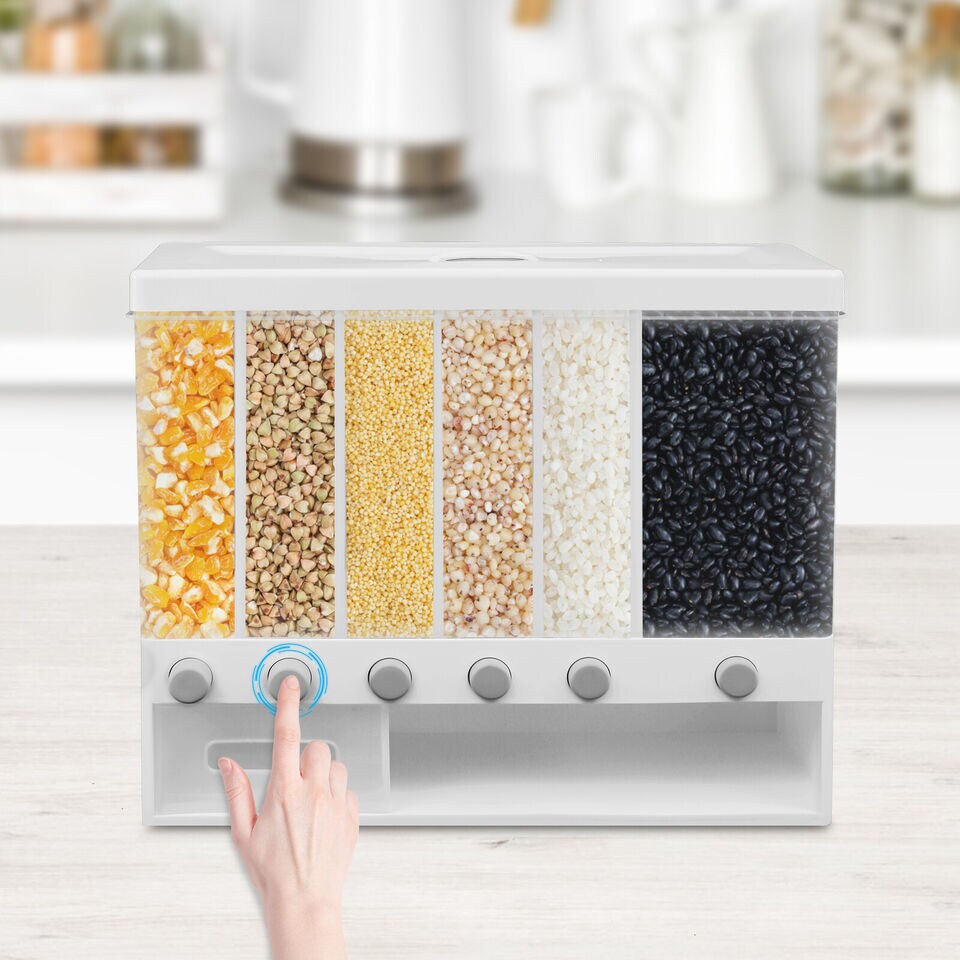 6 Grids Wall Mounted Rice Grain Dry Food Storage Container