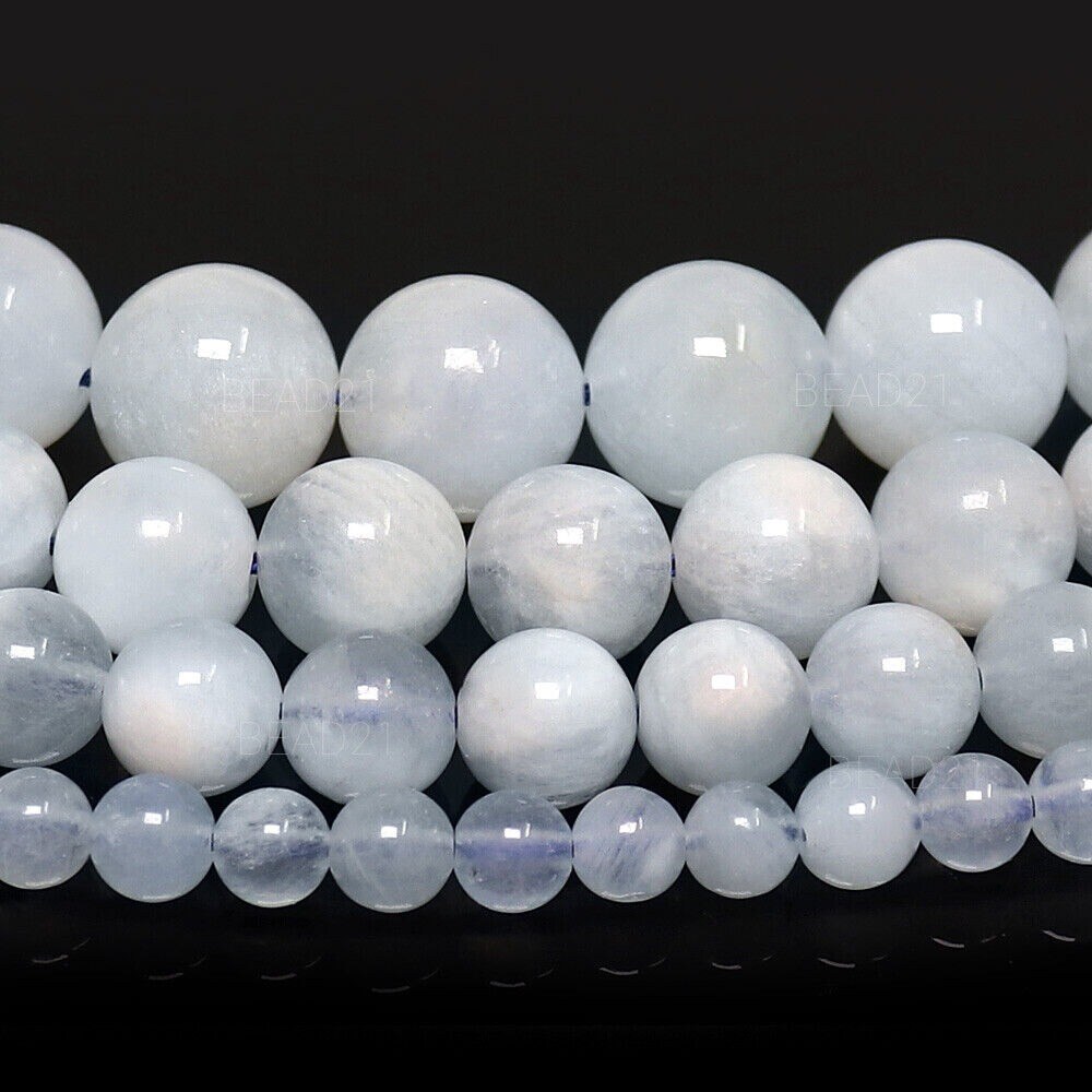 Grade AAA Round Aquamarine Gemstone Beads