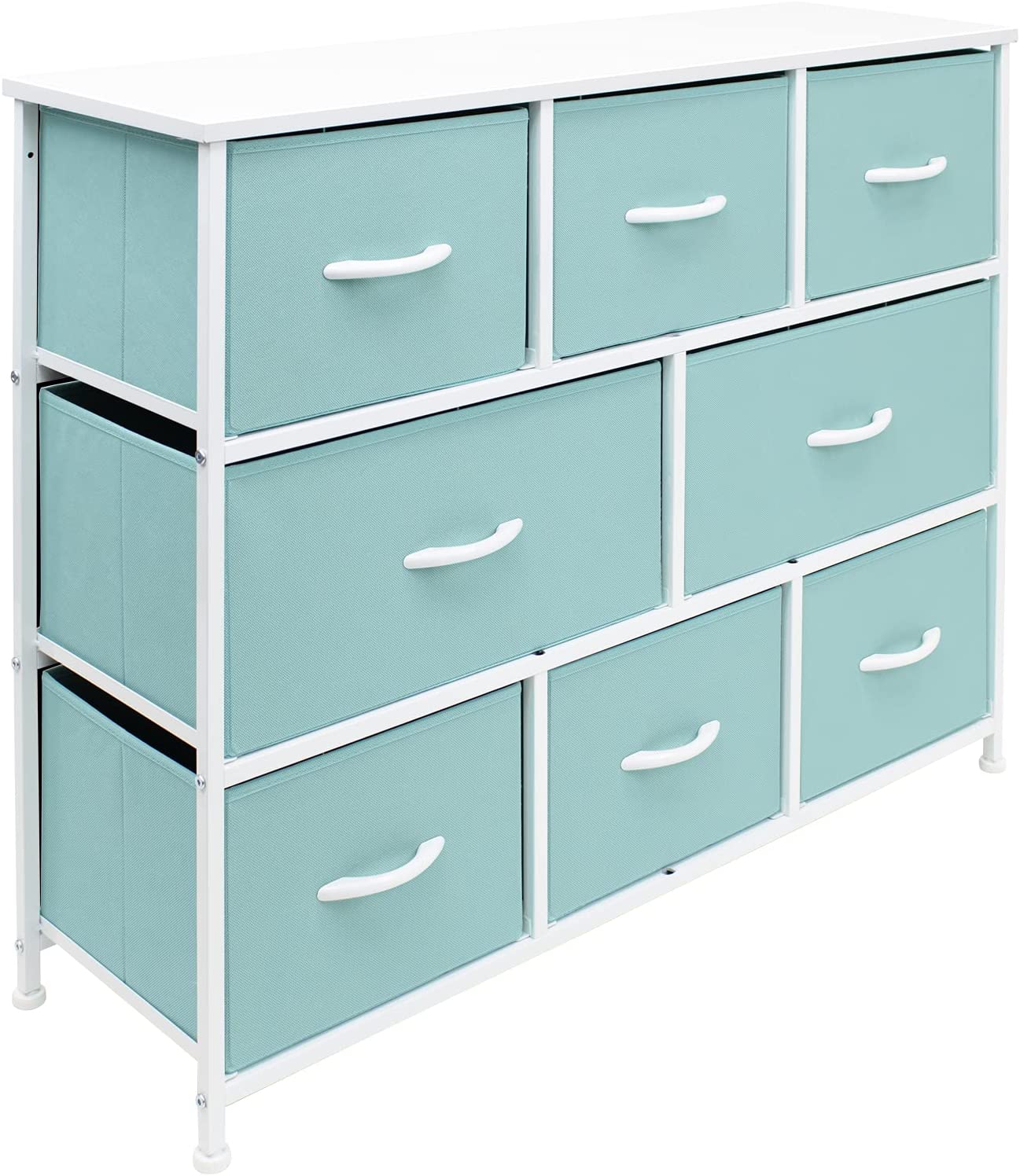 Sorbus Dresser with 8 Drawers - Chest Organizer Unit with Steel Frame Wood Top &#x26; Handle Easy Pull Fabric Bins for Clothes - Wide Storage Furniture for Bedroom, Hallway, Living Room, Nursery &#x26; Closet