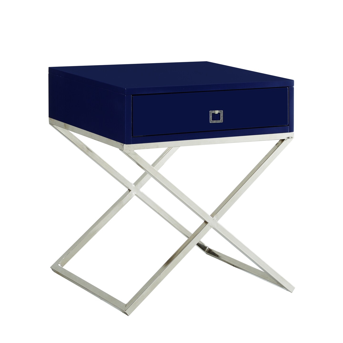 Laila Modern Square Lacquered Metal X-Leg Side/Accent Table/ Nightstand