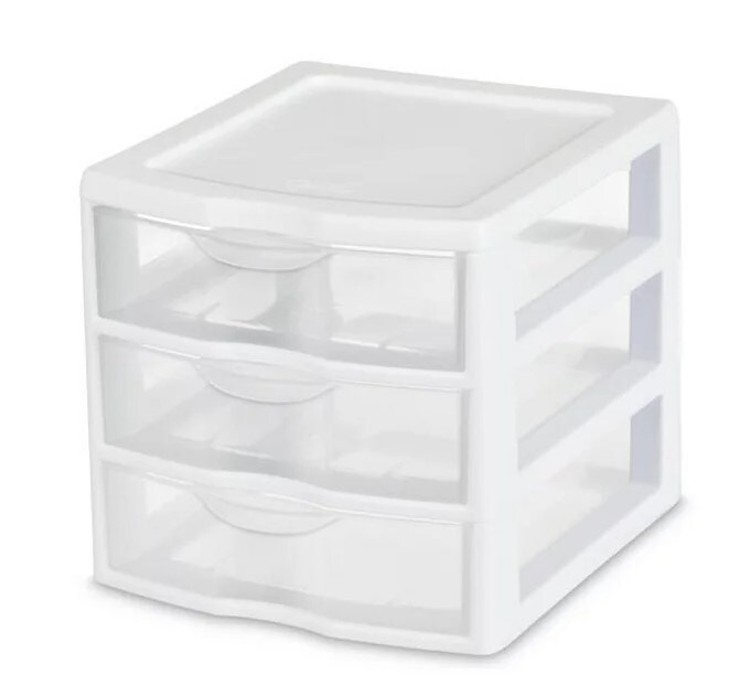 ClearView Plastic Small 3 Drawer Desktop Storage Unit