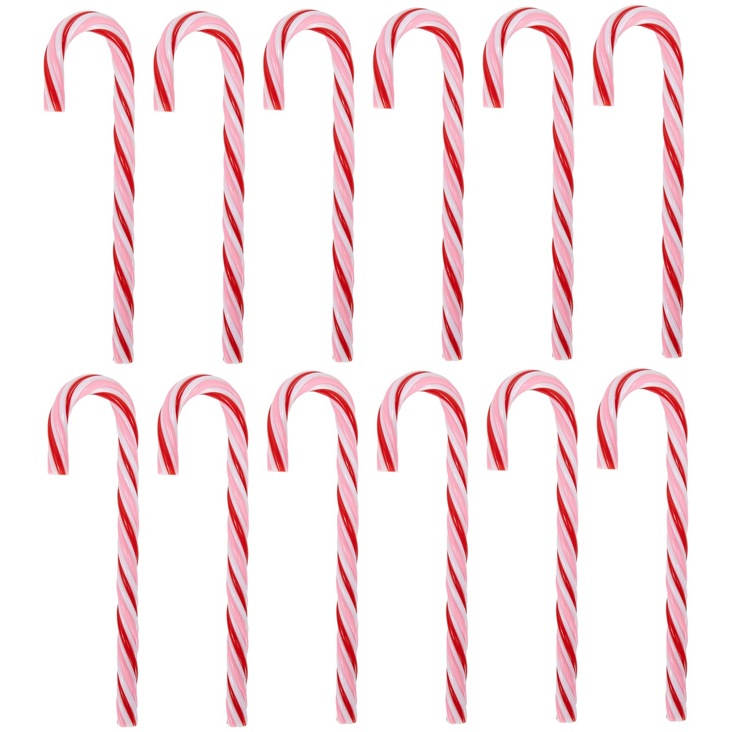 Northlight Peppermint Candy Cane Christmas Ornaments - 7" - Red and White - 12 ct