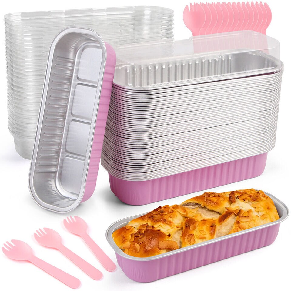 Aluminum Foil Bread Frying Pan,150pcs Disposable Bread Pan With Lid,small  Bread Tin,baking Cup,dess