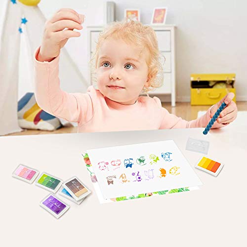 Craft Ink Pad, Set of 6 Washable DIY Stamp Ink Pads for Kids, 24 Colors