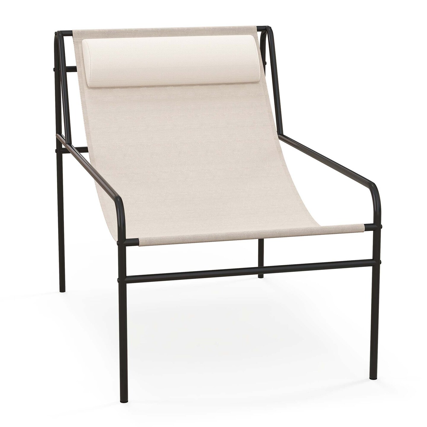 Costway Patio Sling Lounge Chair with Removable Headrest Pillow Breathable Seat Balcony