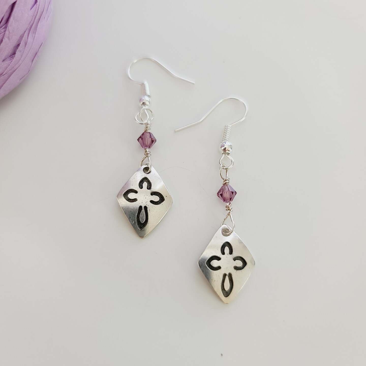 Silver and Gold, Dangle Earrings, Fine Silver Precious Metal Clay (PMC)  Designs, Free Shipping