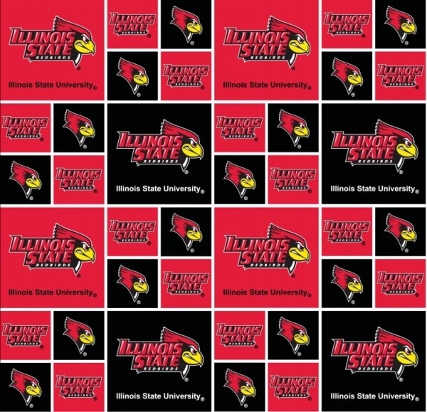 Sykel Enterprises-Illinois State University Cotton Fabric-Illinois State Redbirds Geometric Cotton Quilting Fabric